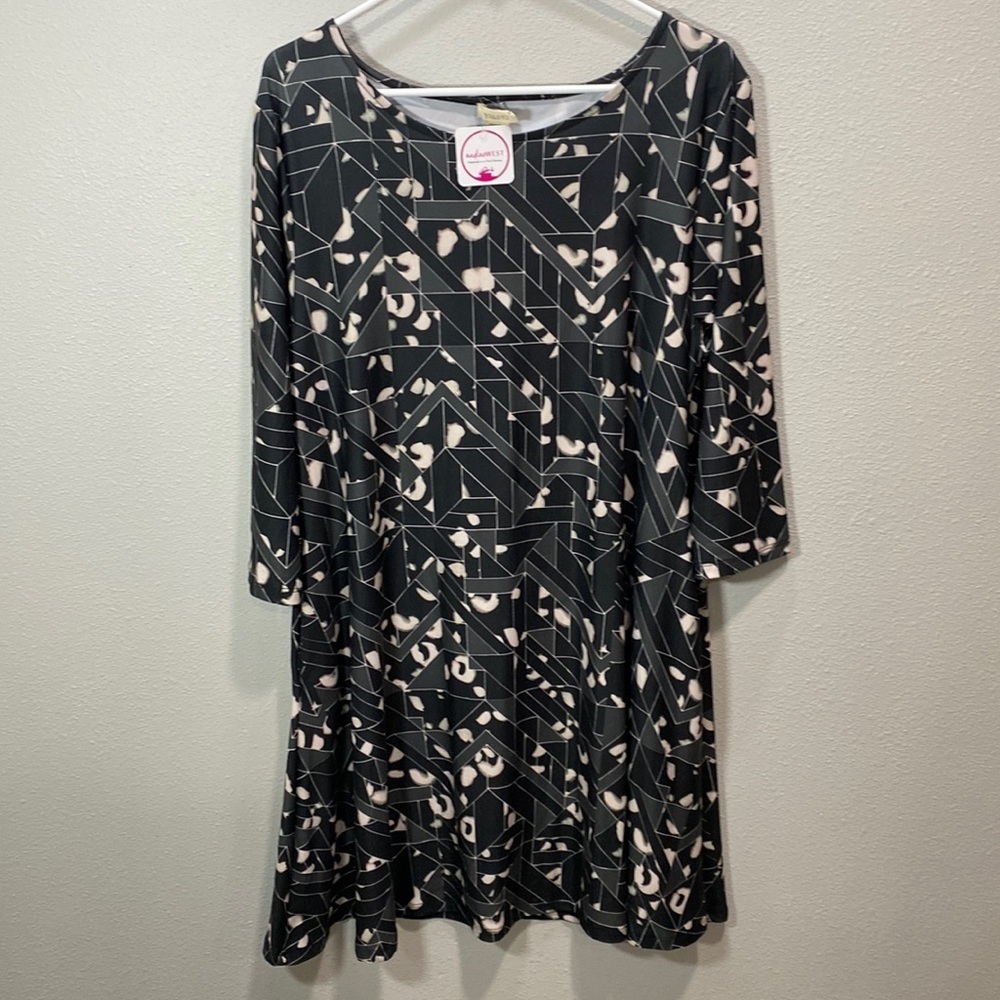 5 for $25 Yelete‎ geometric print dress gray black